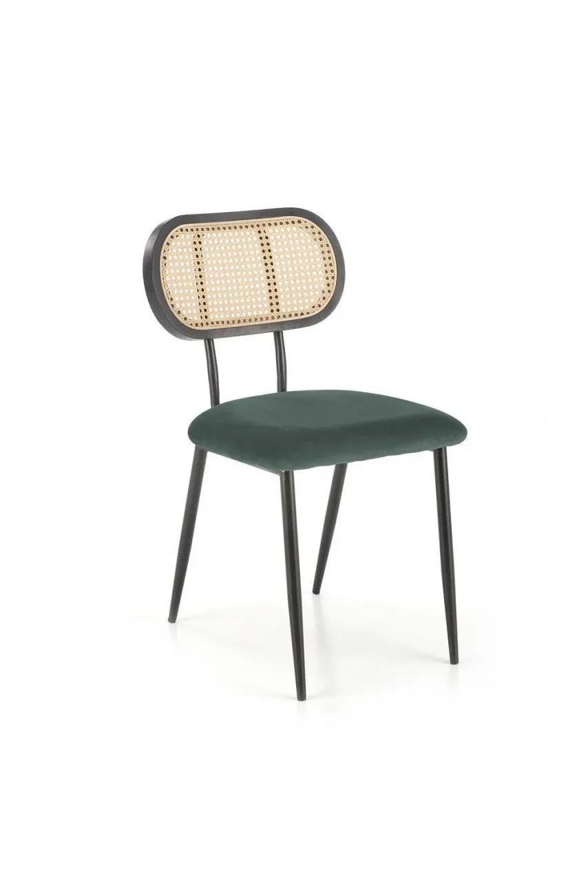 scaun tapiterie verde si spatar ratan alverna 69