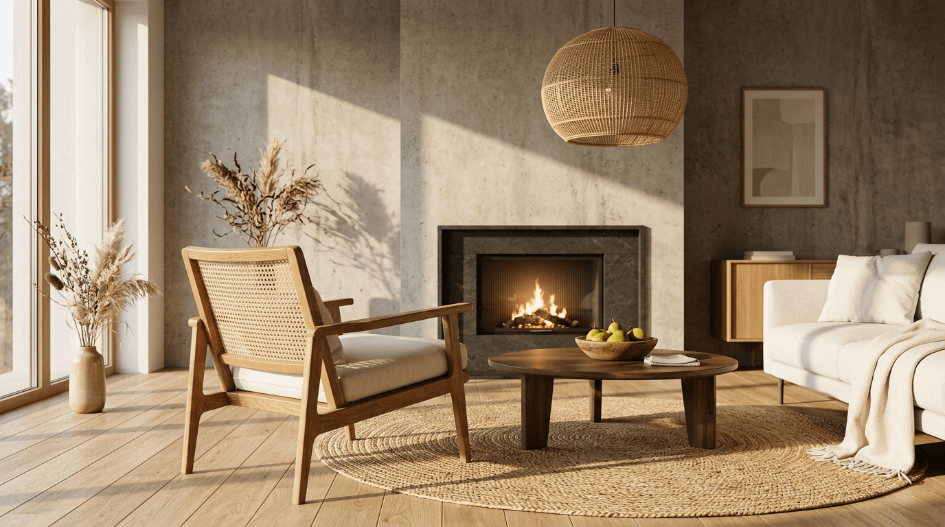 Interior Japandi — living modern cu mobilier minimalist